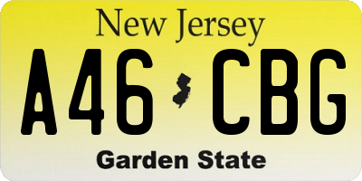 NJ license plate A46CBG