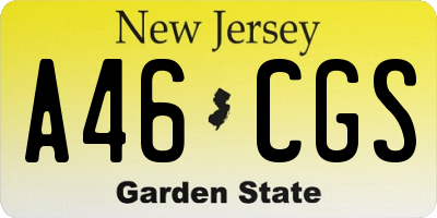 NJ license plate A46CGS