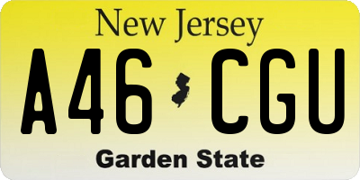 NJ license plate A46CGU
