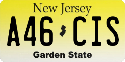 NJ license plate A46CIS