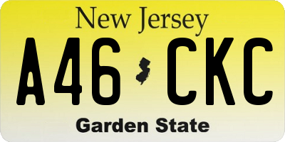 NJ license plate A46CKC