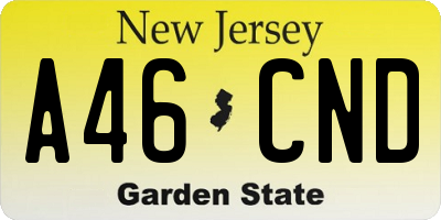 NJ license plate A46CND