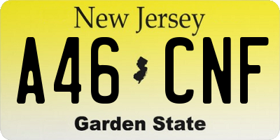 NJ license plate A46CNF