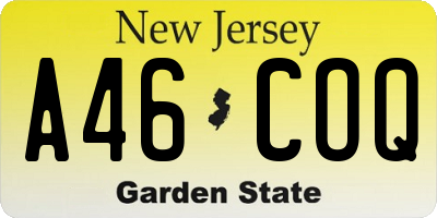 NJ license plate A46COQ