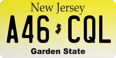 NJ license plate A46CQL