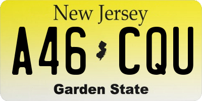 NJ license plate A46CQU