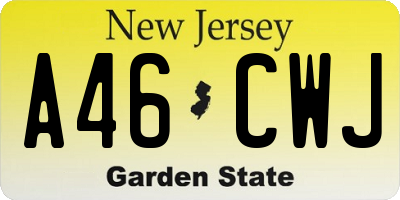 NJ license plate A46CWJ