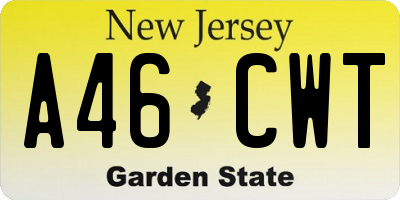 NJ license plate A46CWT