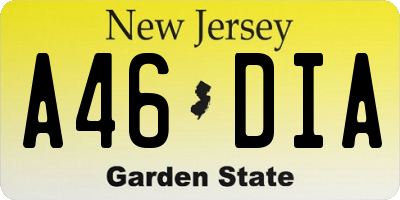NJ license plate A46DIA