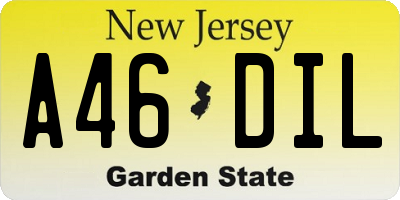 NJ license plate A46DIL