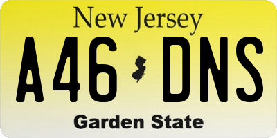 NJ license plate A46DNS