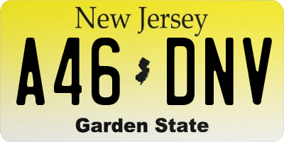NJ license plate A46DNV
