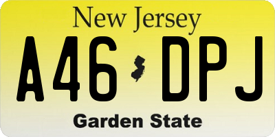 NJ license plate A46DPJ