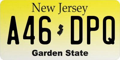 NJ license plate A46DPQ