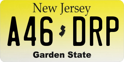 NJ license plate A46DRP