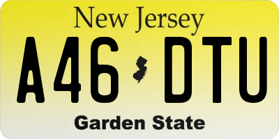 NJ license plate A46DTU