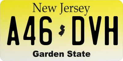 NJ license plate A46DVH
