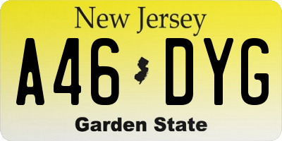 NJ license plate A46DYG