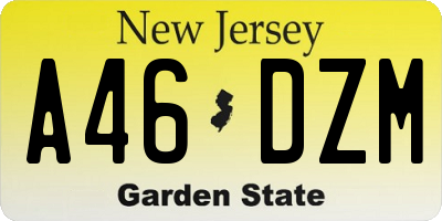 NJ license plate A46DZM
