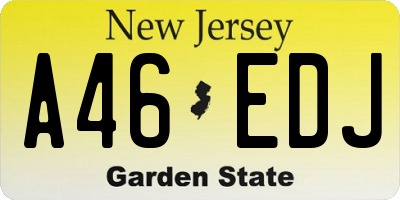 NJ license plate A46EDJ