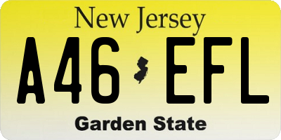 NJ license plate A46EFL