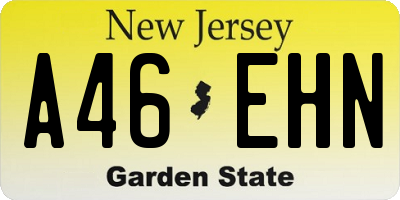 NJ license plate A46EHN