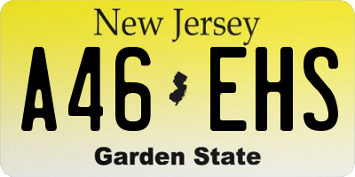 NJ license plate A46EHS