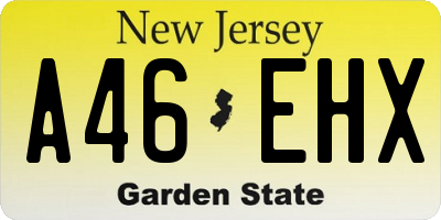 NJ license plate A46EHX