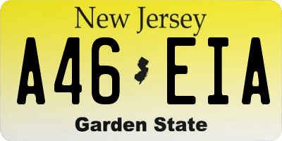 NJ license plate A46EIA