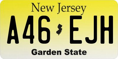 NJ license plate A46EJH