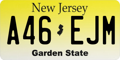 NJ license plate A46EJM