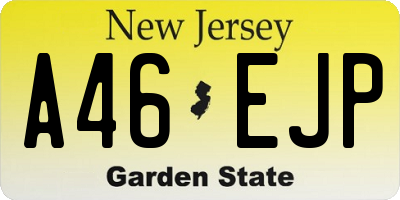 NJ license plate A46EJP