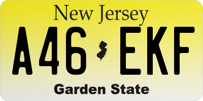 NJ license plate A46EKF