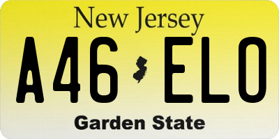 NJ license plate A46ELO