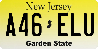 NJ license plate A46ELU