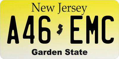 NJ license plate A46EMC