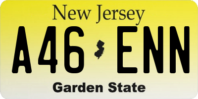 NJ license plate A46ENN