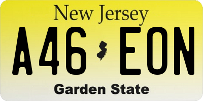NJ license plate A46EON