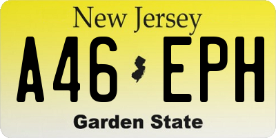 NJ license plate A46EPH