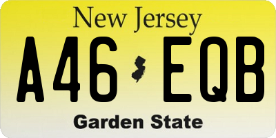 NJ license plate A46EQB
