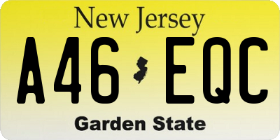 NJ license plate A46EQC
