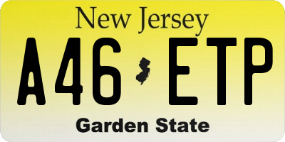 NJ license plate A46ETP