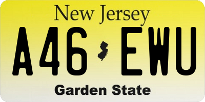 NJ license plate A46EWU