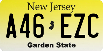 NJ license plate A46EZC