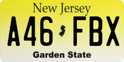 NJ license plate A46FBX