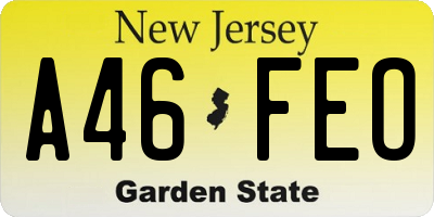 NJ license plate A46FEO