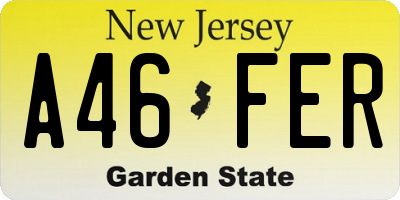 NJ license plate A46FER