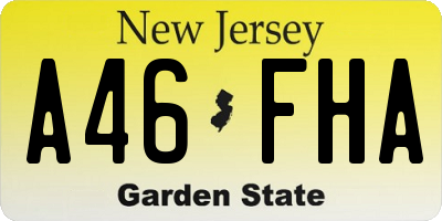 NJ license plate A46FHA