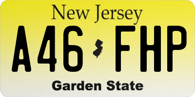 NJ license plate A46FHP