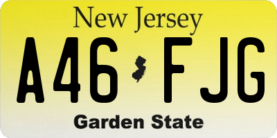NJ license plate A46FJG